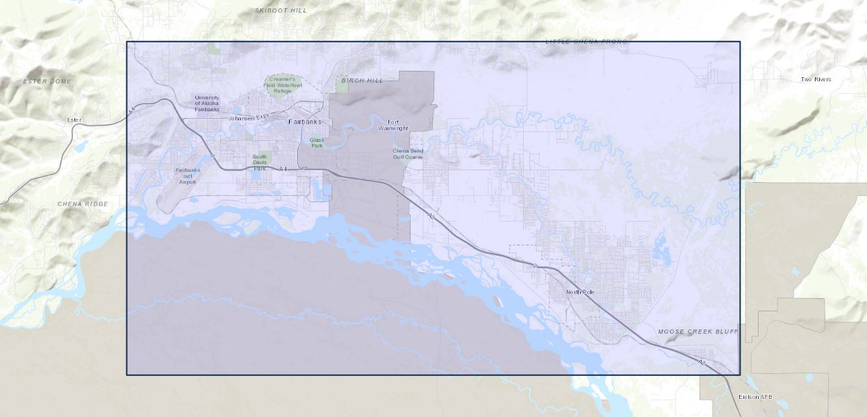 Groundwater levels in an alluvial plain between the Tanana and Chena