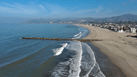 Animated GIF showing aerial view of groin field in Santa Barbara