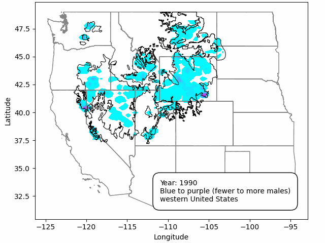 animated gif of greater sage-grouse population trends over time