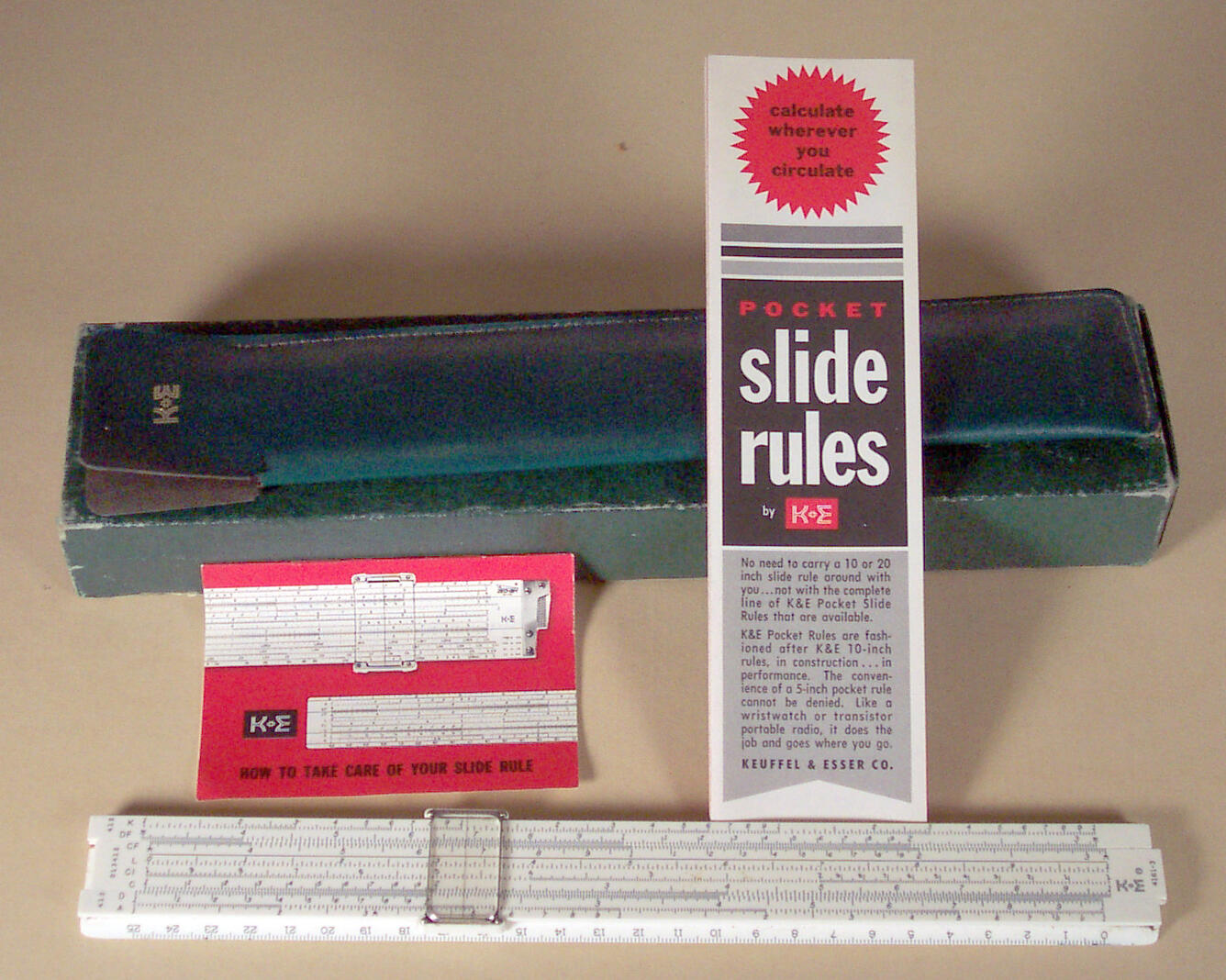 Image: Mannheim Type Slide Rule with Leather Sleeve