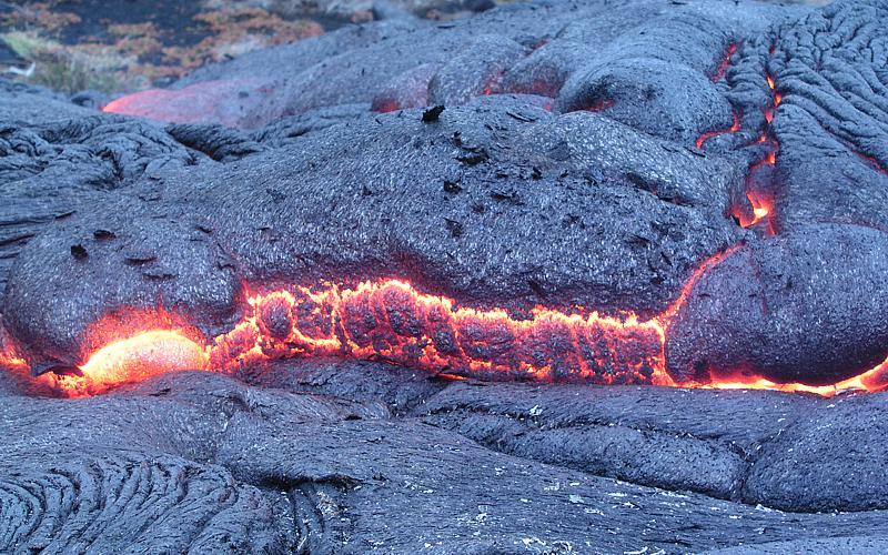 Lava starting to escape from crack