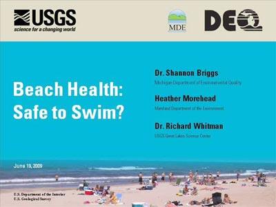 video thumbnail: USGS Congressional BriefingBeach Health: Safe to Swim?  (presentation highlights)