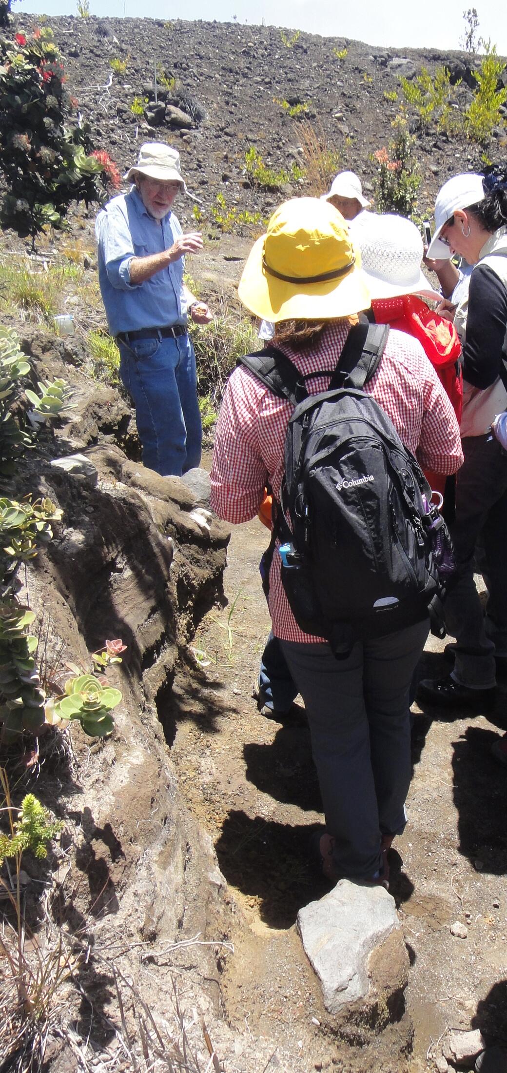 Image: Don Swanson at Ash Outcrop Near Volcano Observatory