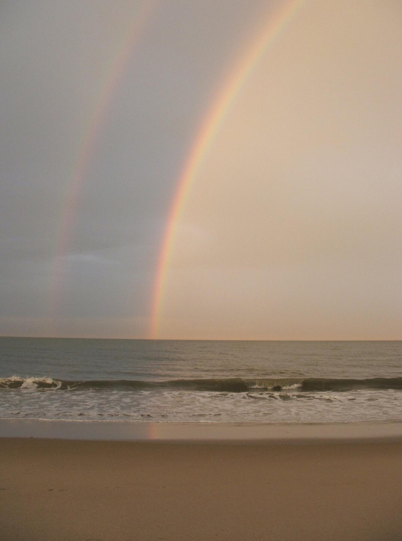 Image: Beach with Double Rainbow