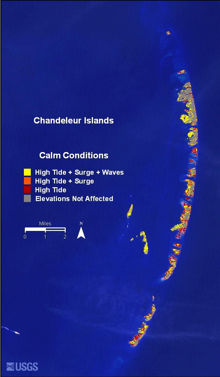 Image: Modeled Scenarios--Calm Weather: Chandeleur Islands