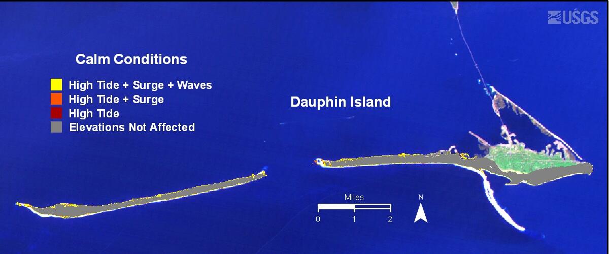 Image: Modeled Scenarios--Calm Weather: Dauphin Island