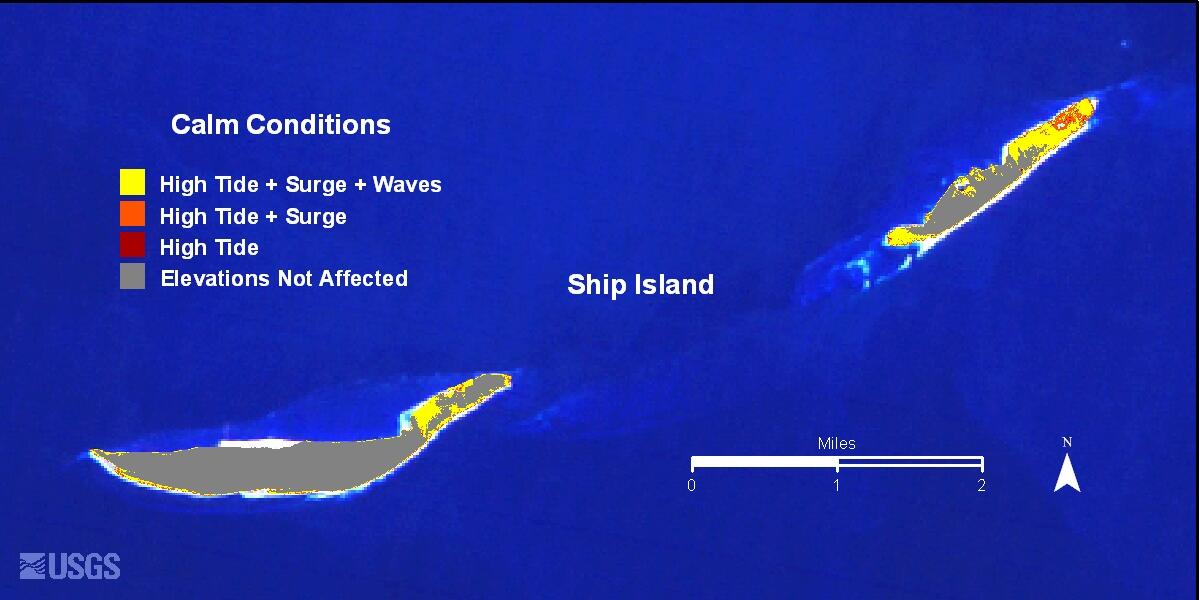 Image: Modeled Scenarios--Calm Weather: Ship Island