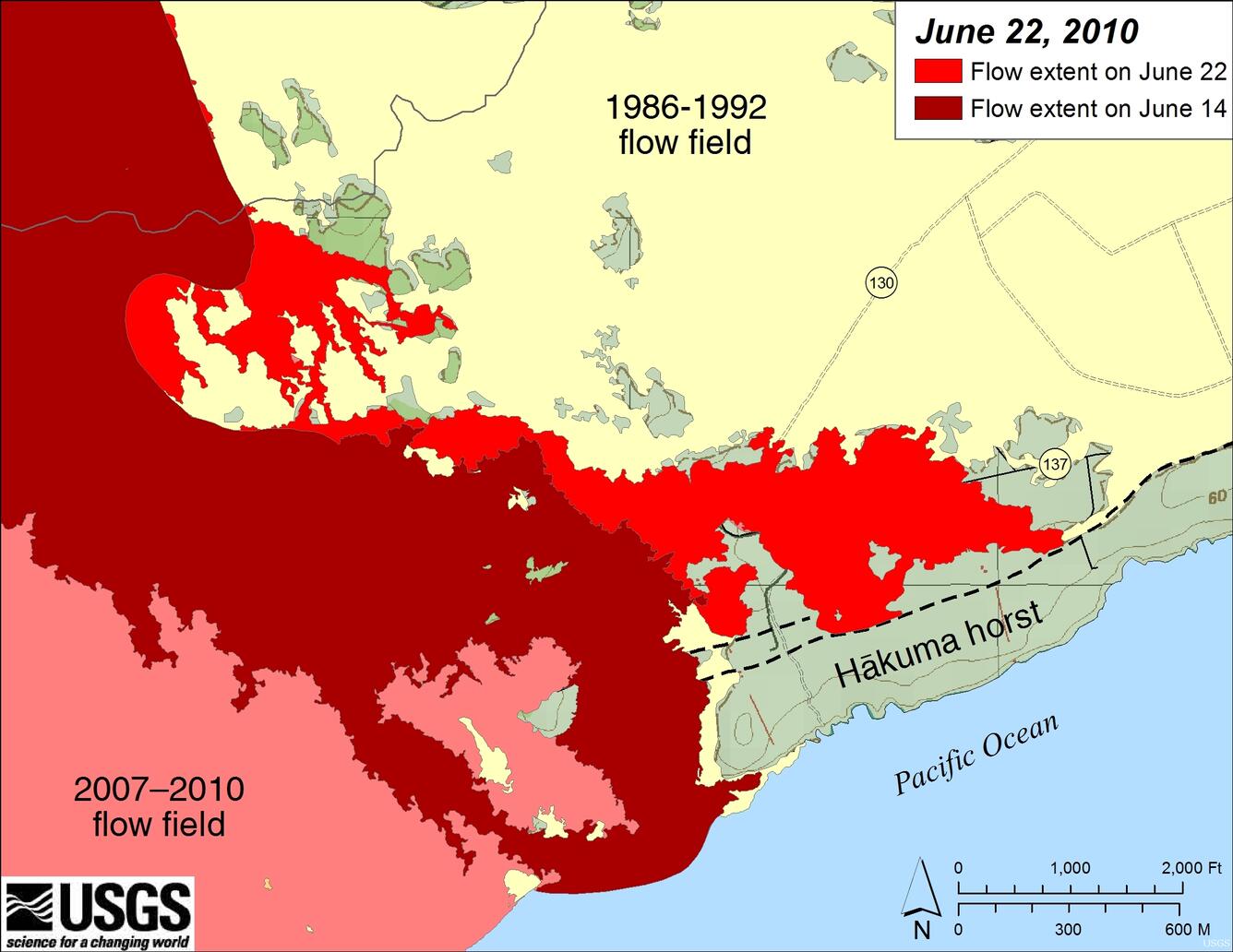 Image: July 2007 Eruption--Quarry flow near-view map: July 22, 2010
