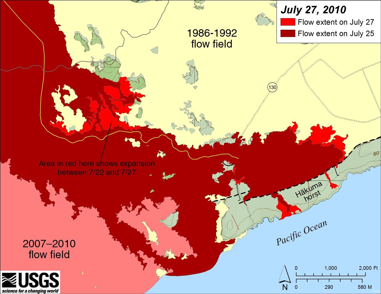 Image: July 2007 Eruption--Quarry flow near-view map: July 27, 2010