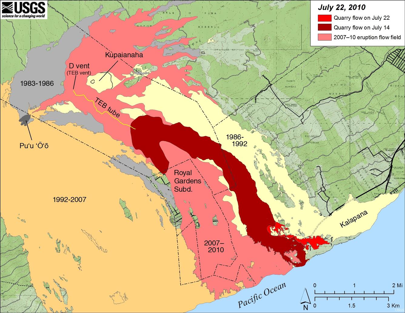 Image: July 2007 Eruption--Flow Field Map: July 22, 2010