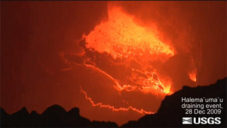video thumbnail: Draining in Lava Pond within Halema'uma'u Vent