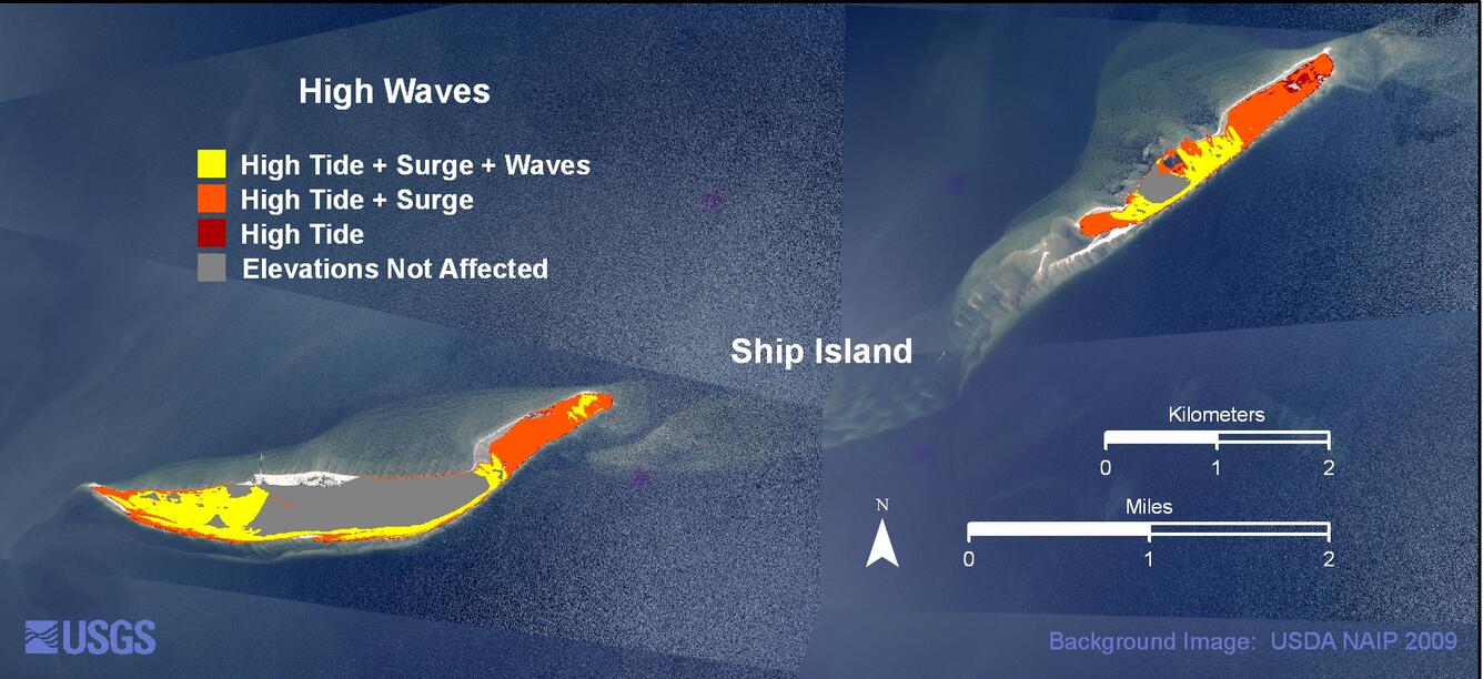 Image: Ship Island high waves weather scenario