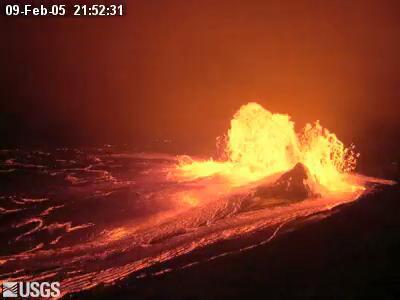 video thumbnail: Lava Fountaining from MLK Vent (February 9-10, 2005)