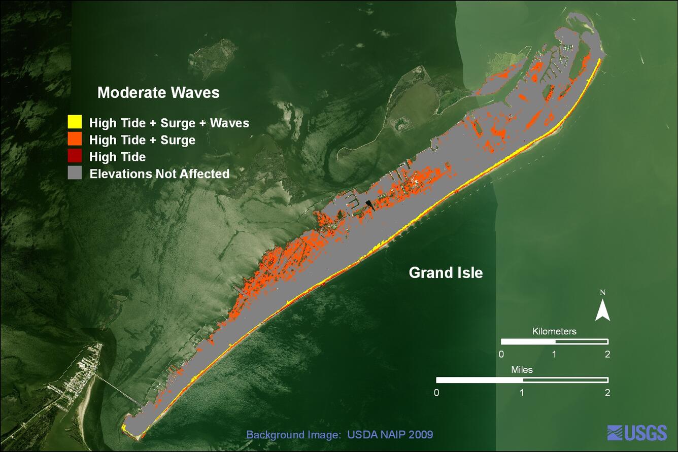 Image: Grand Isle moderate waves weather scenario
