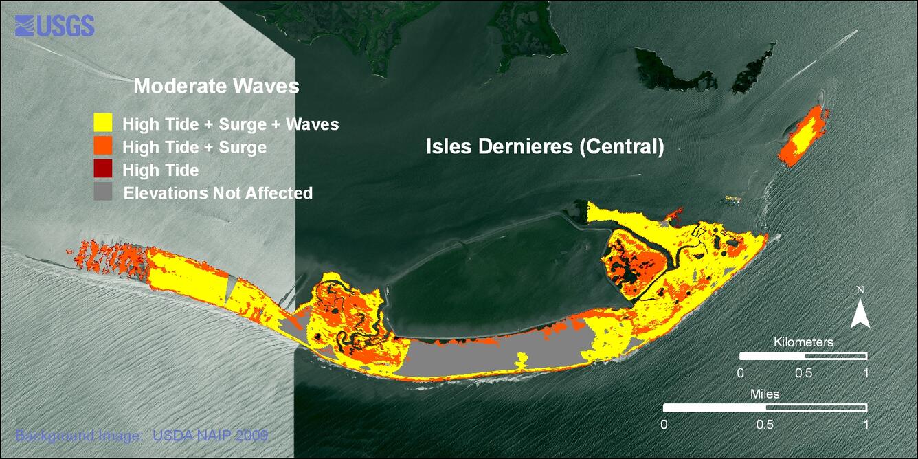 Image: Central Isles Dernieres moderate waves weather scenario