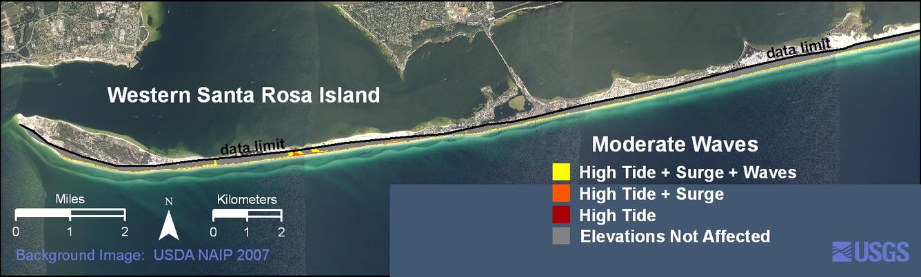 Image: Western Santa Rosa Island moderate waves weather scenario