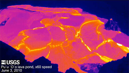 video thumbnail: Thermal View of Active Lava Pond within