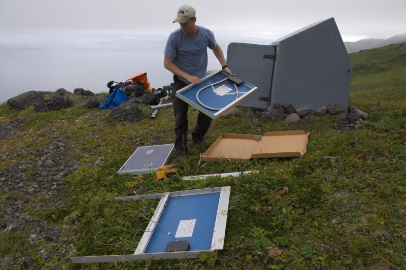 Image: Installing Solar Panels on Alaskan Volcano Monitoring Equipment