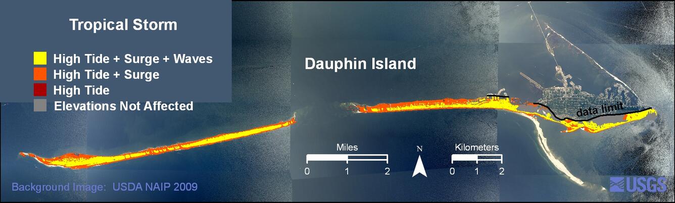 Image: Dauphin Island tropical storm conditions weather scenario