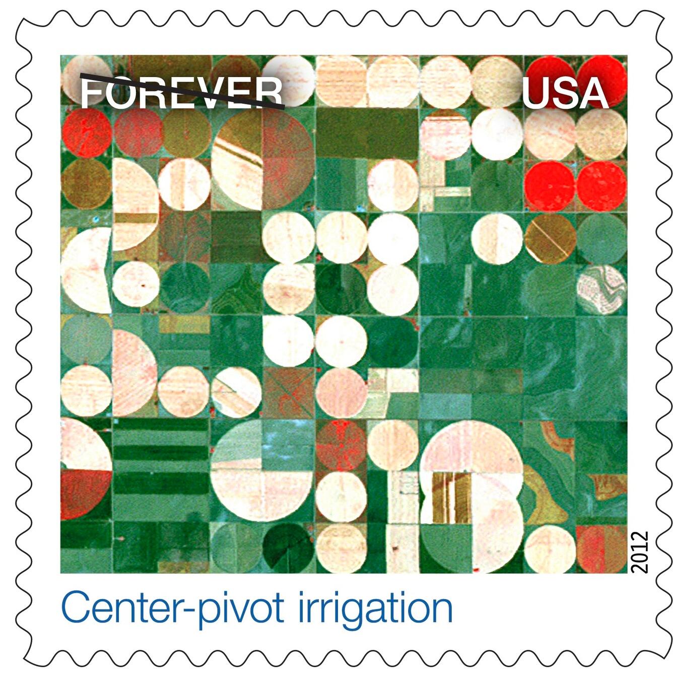 Image: Center-pivot irrigation as US Postage Stamp