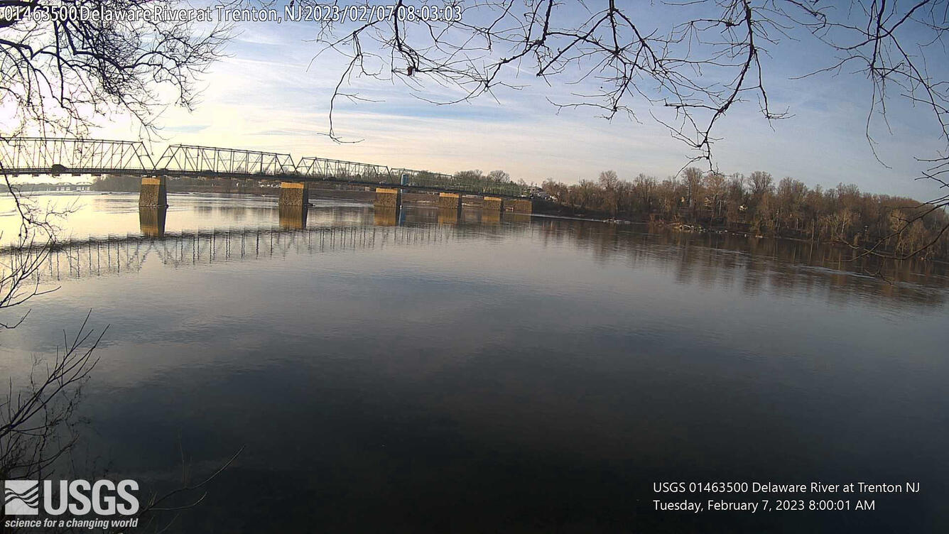 Looking downstream on the Delaware River towards the Calhoun St bridge