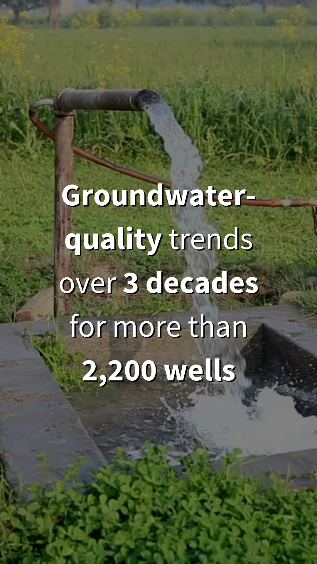Groundwater well in the background with text in the foreground