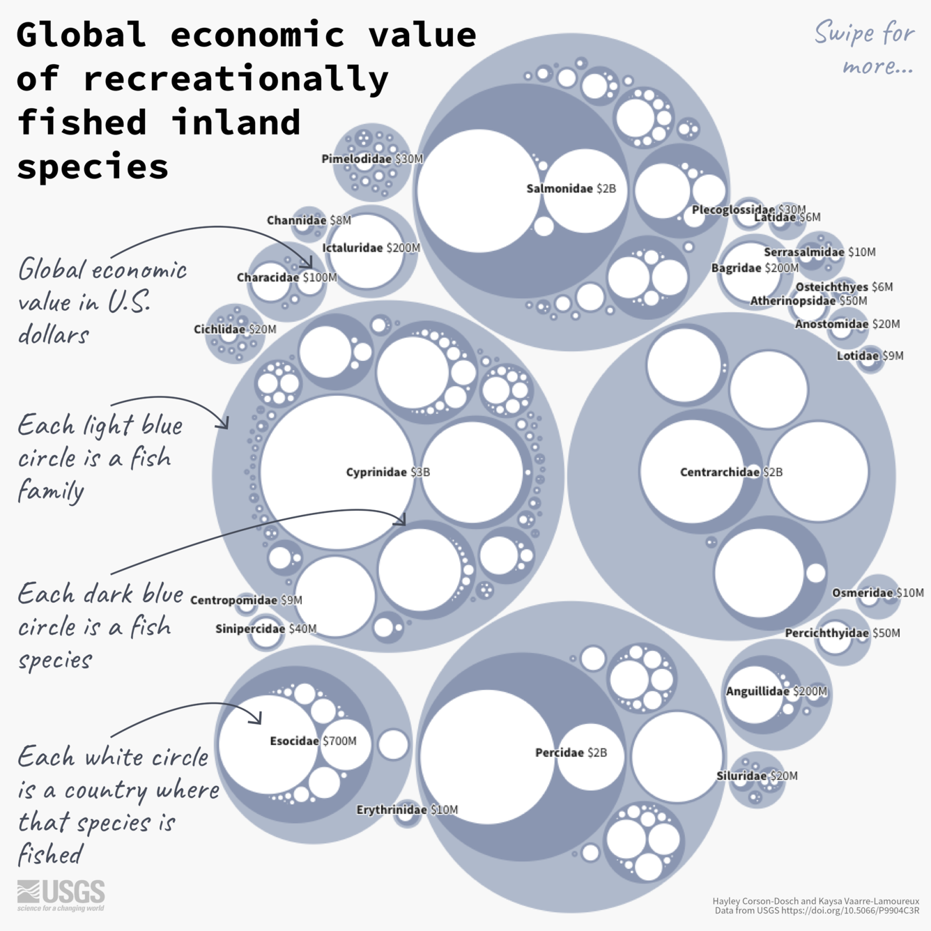 Global economic value of recreationally fished inland species.