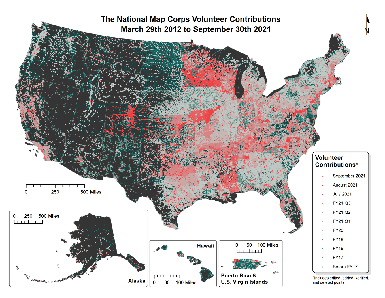 TNMCorps Status Map: Volunteer Contributions through September 2021