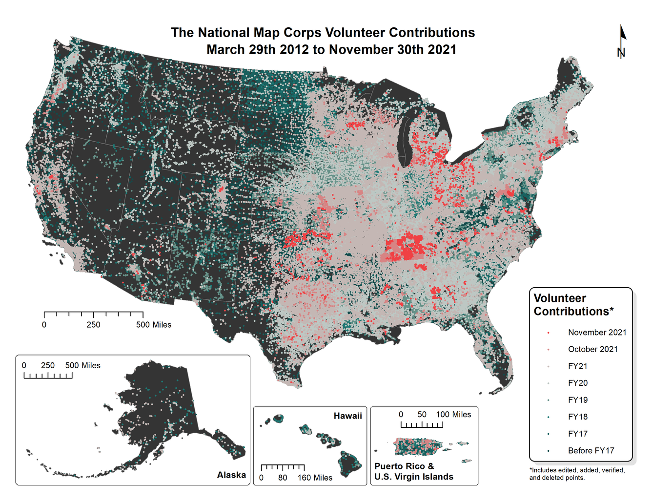 TNMCorps Status Map: Volunteer Contributions through November 2021
