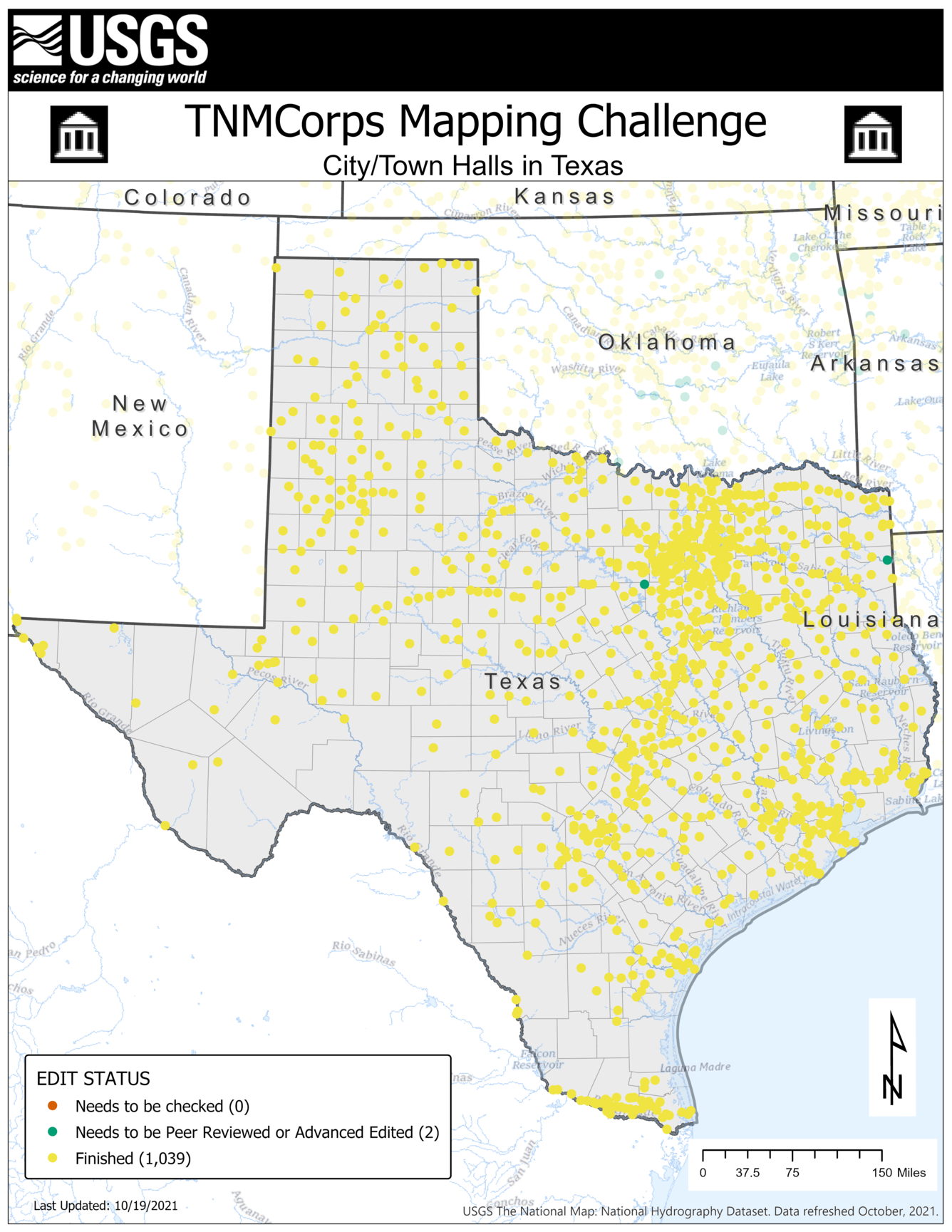 TNMCorps Mapping Challenge: City/Town Halls in TX 10/19/21