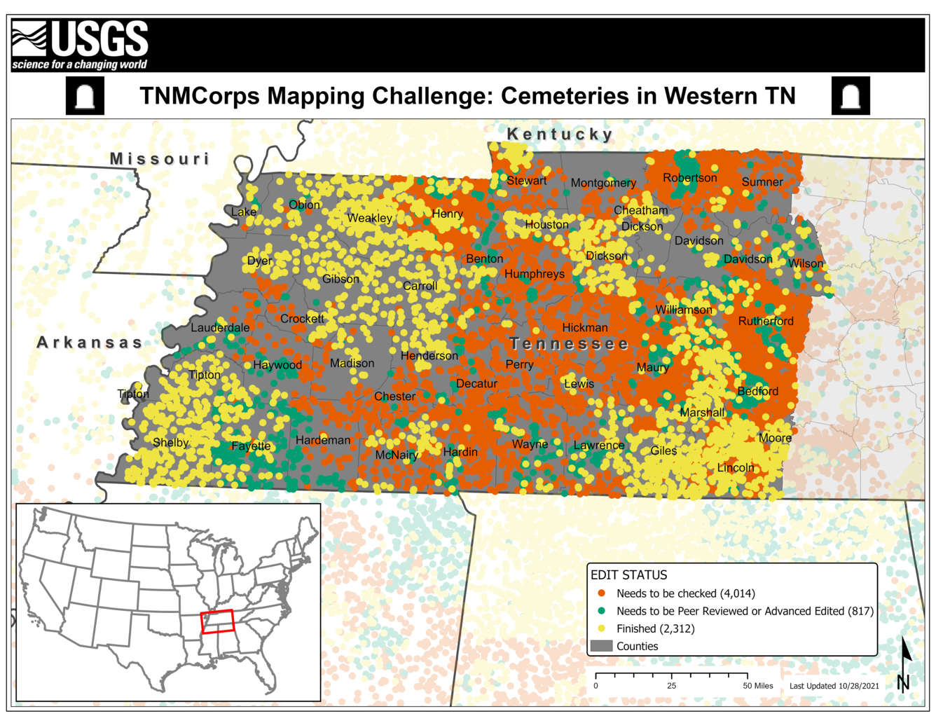 TNMCorps Mapping Challenge: Cemeteries in Western TN 10/28/21