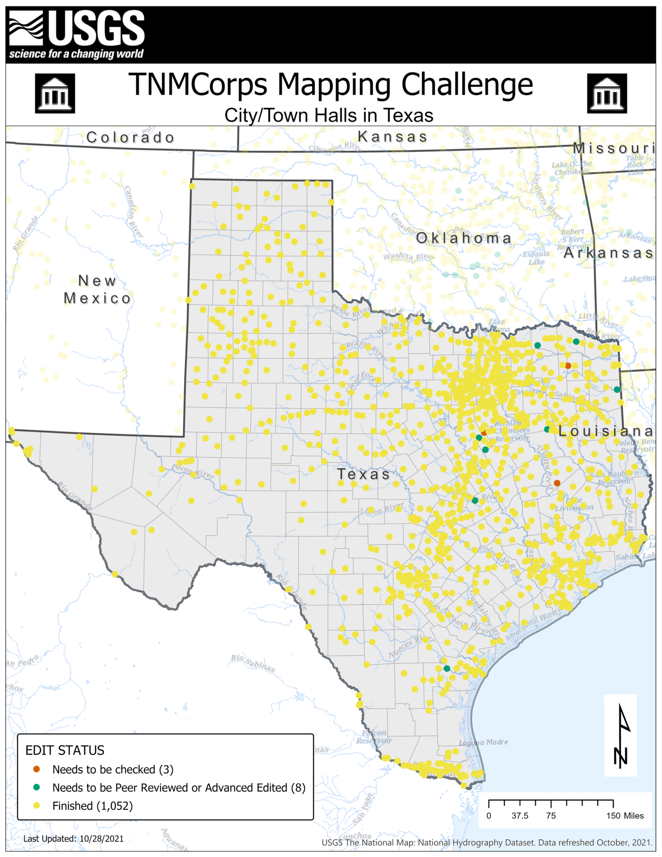 TNMCorps Mapping Challenge: City/Town Halls in TX 10/28/21