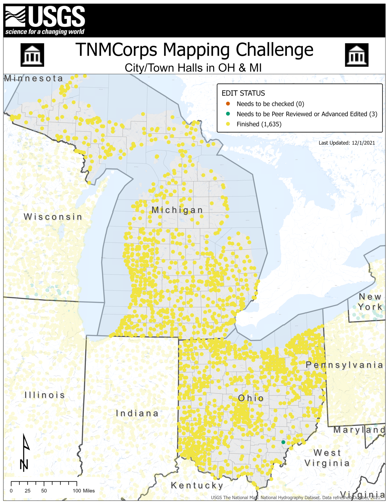 TNMCorps Mapping Challenge: City/Town Halls in OH & MI 12/01/21