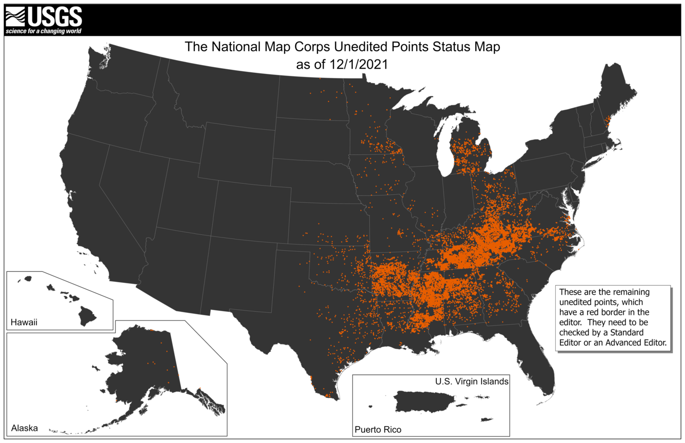TNMCorps Status Map: Unedited Points as of 12/01/2021
