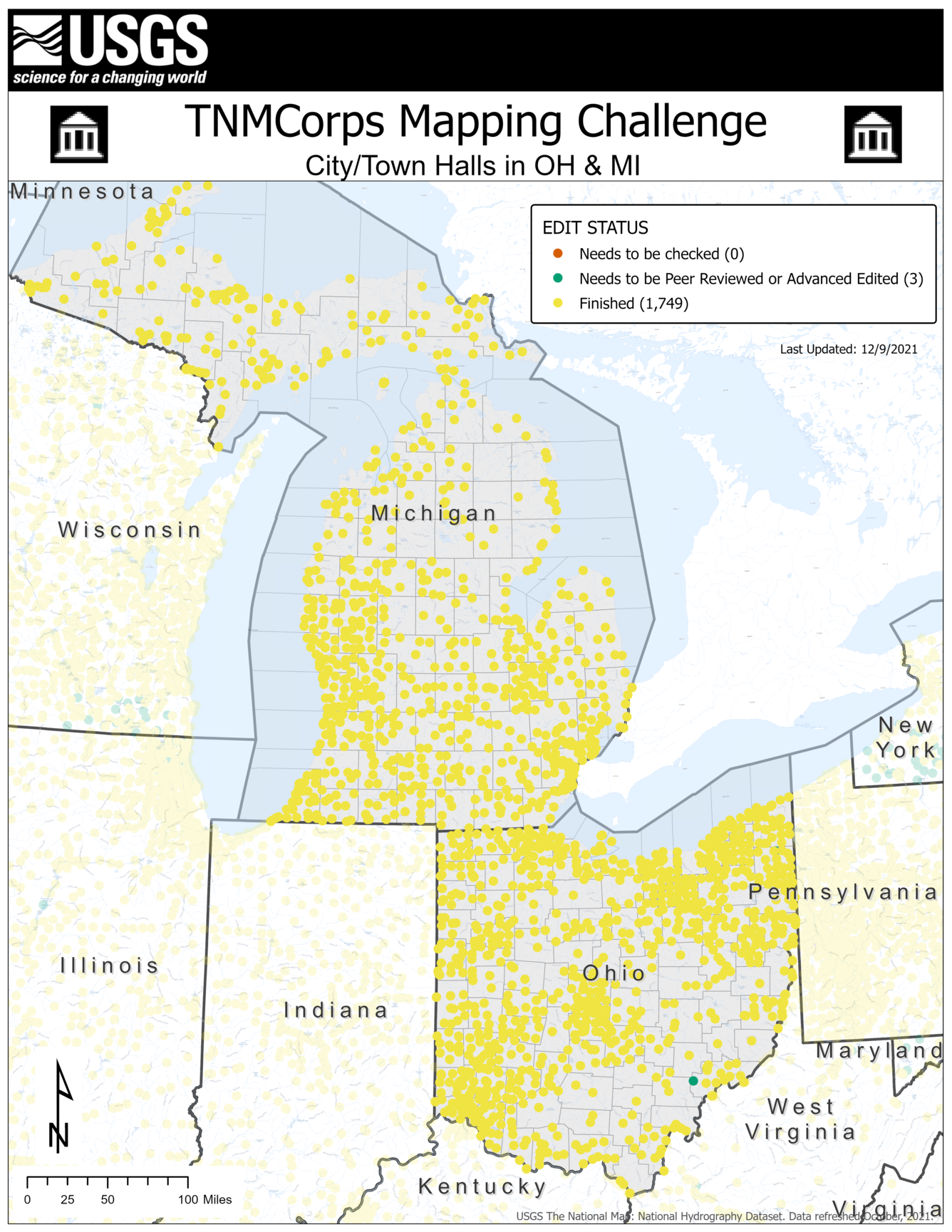 TNMCorps Mapping Challenge: City/Town Halls in OH & MI 12/09/21