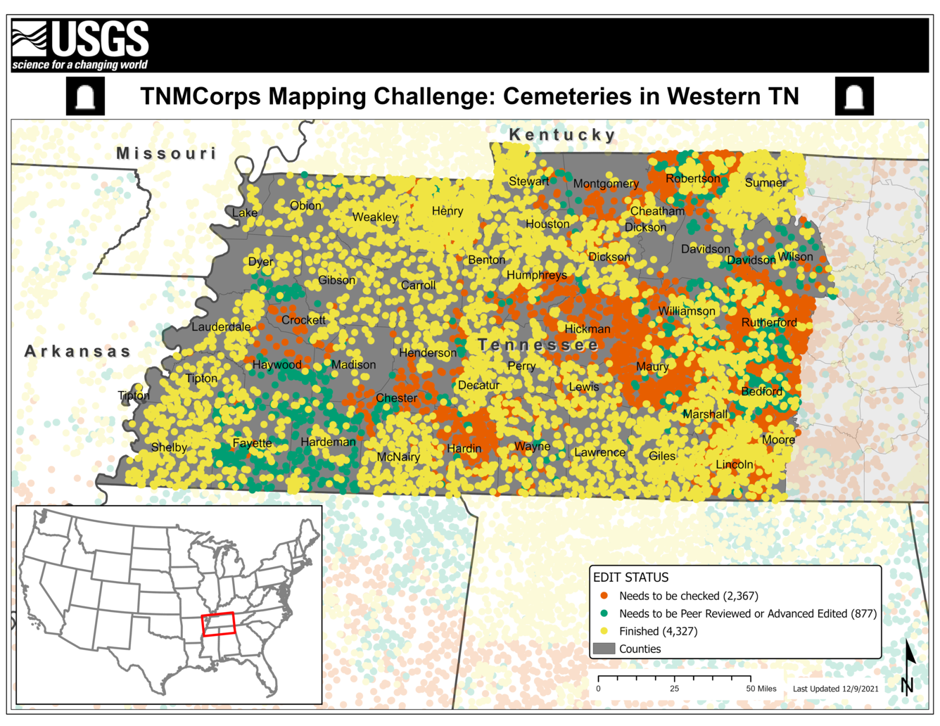 TNMCorps Mapping Challenge: Cemeteries in Western TN 12/09/21