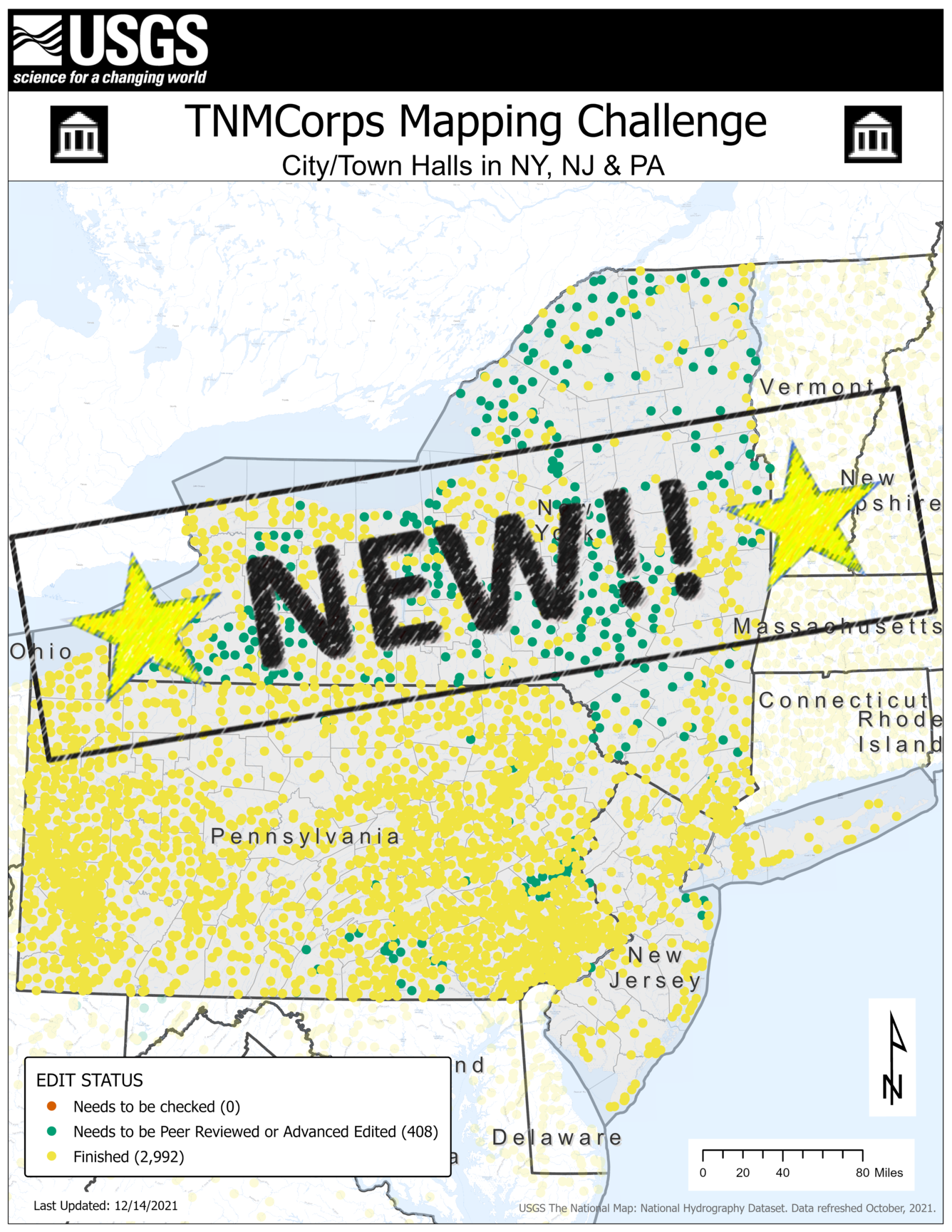 TNMCorps Mapping Challenge: City/Town Halls in NJ, NY & PA NEW