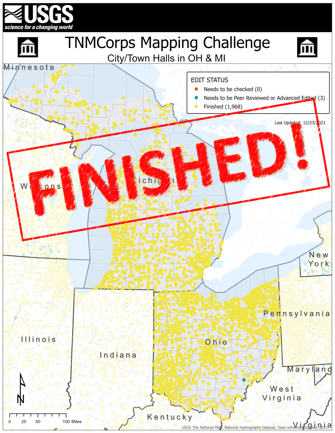TNMCorps Mapping Challenge: City/Town Halls in OH & MI FINISHED