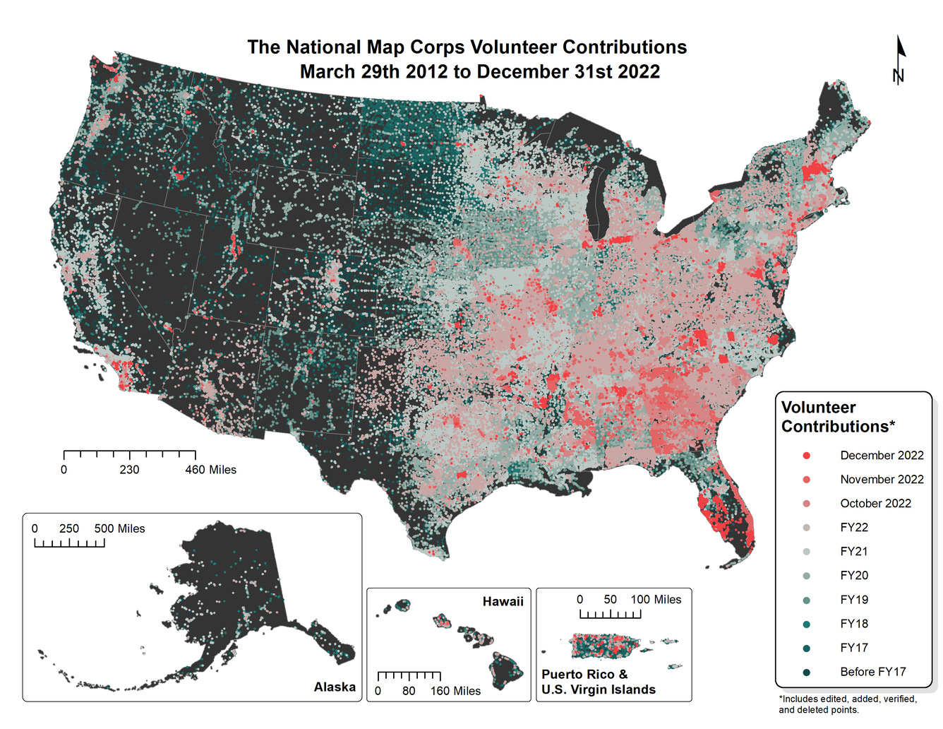 TNMCorps Status Map: Volunteer Contributions through December 31, 2022