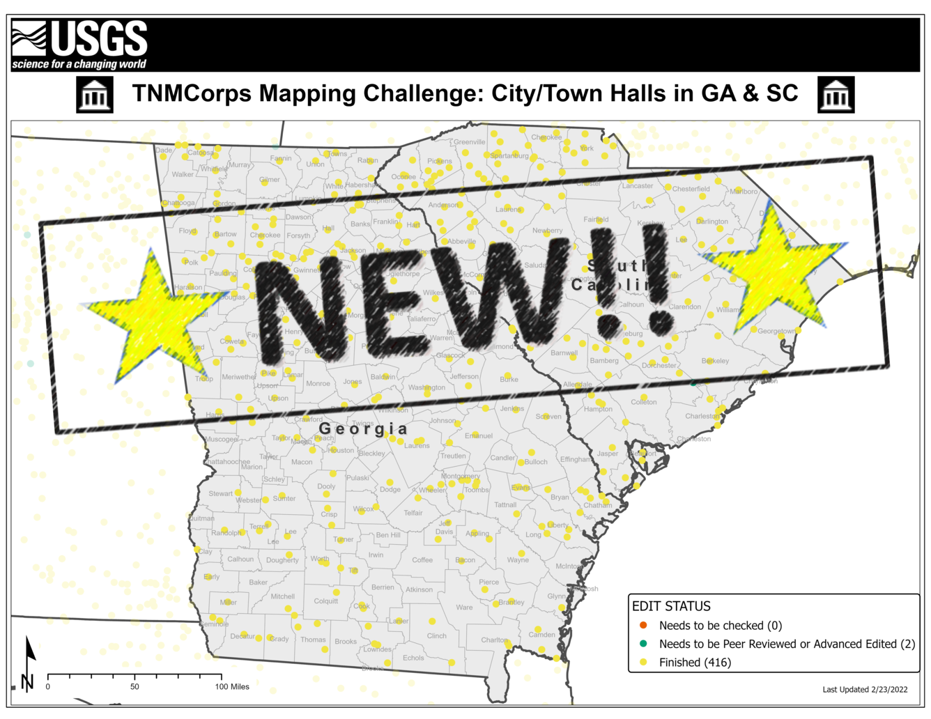 TNMCorps Mapping Challenge: City/Town Halls in GA & SC NEW