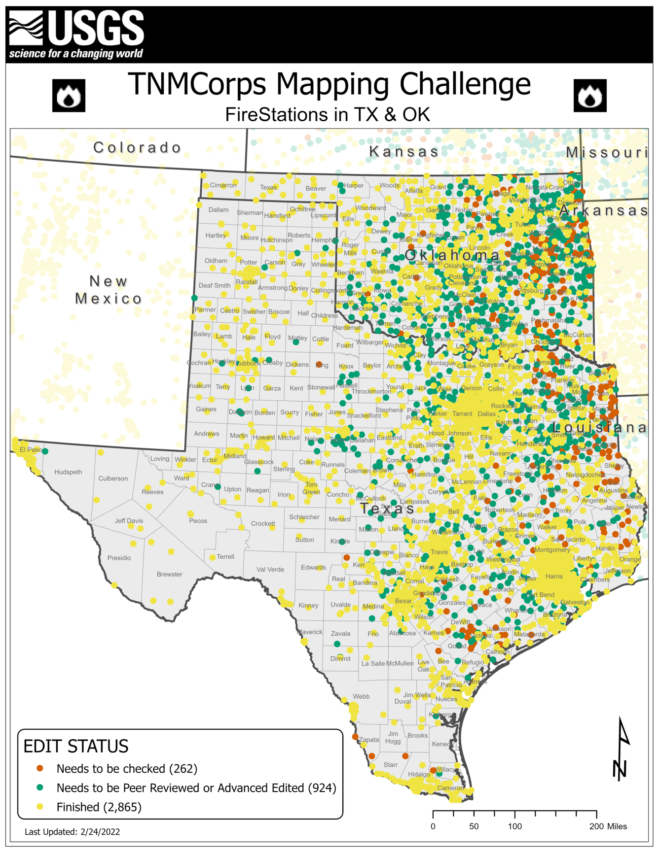 TNMCorps Mapping Challenge: Fire Stations in TX OK 02/24/22