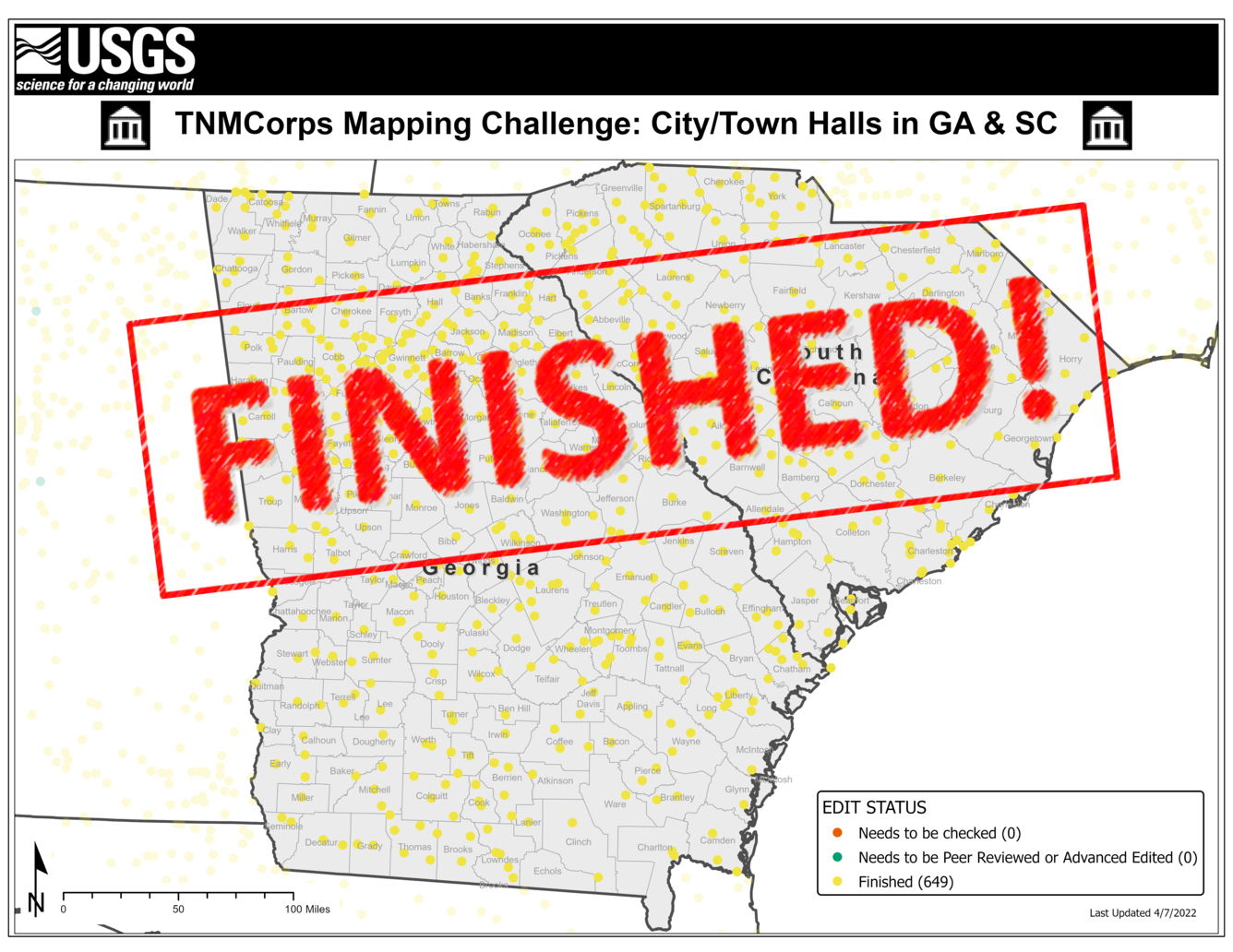 TNMCorps Mapping Challenge: City/Town Halls in Georgia & South Carolina (04/07/22) FINISHED