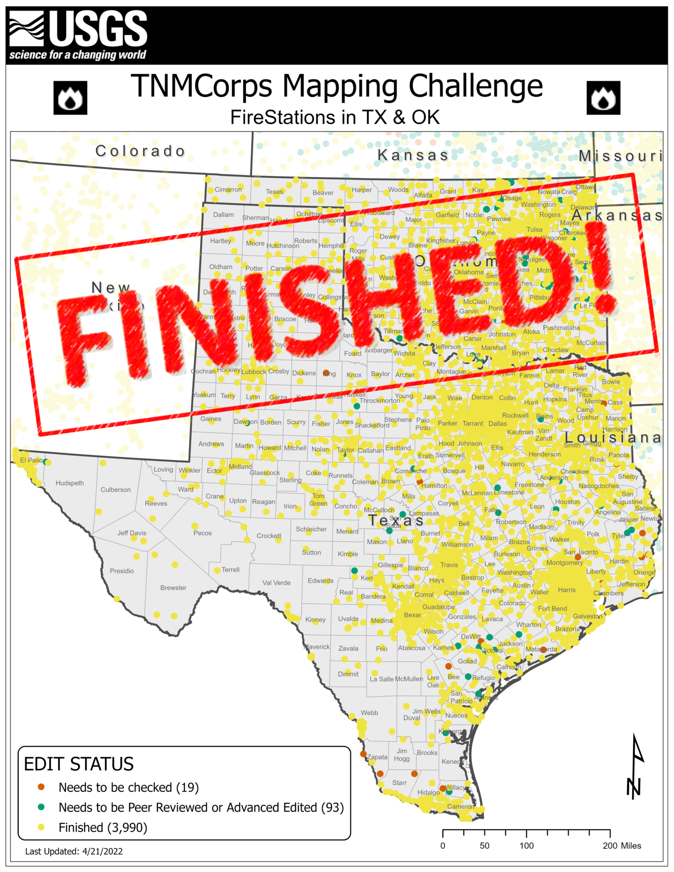 TNMCorps Mapping Challenge: Fire Stations in Texas & Oklahoma FINISHED