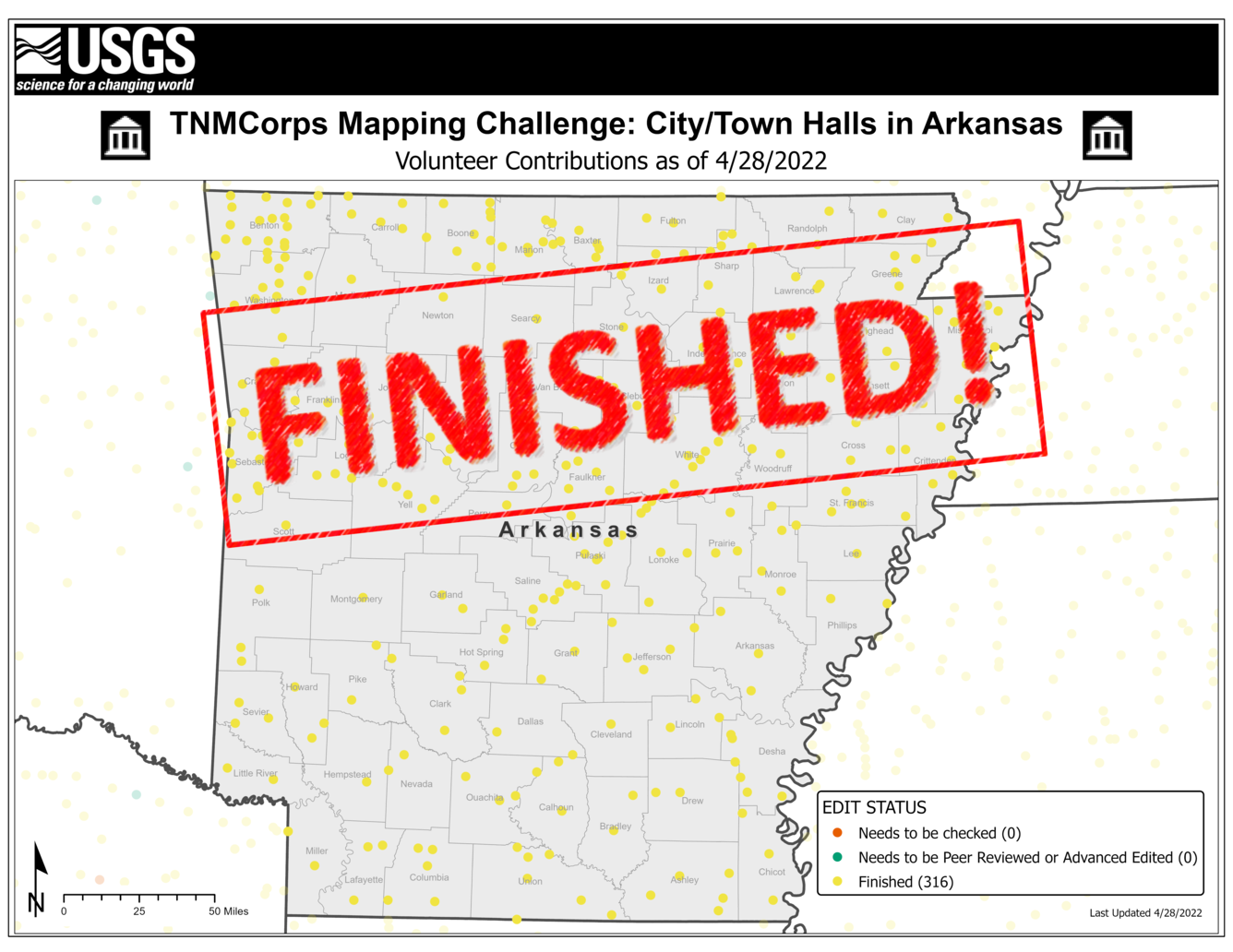 TNMCorps Mapping Challenge: City/Town Halls in Arkansas FINISHED