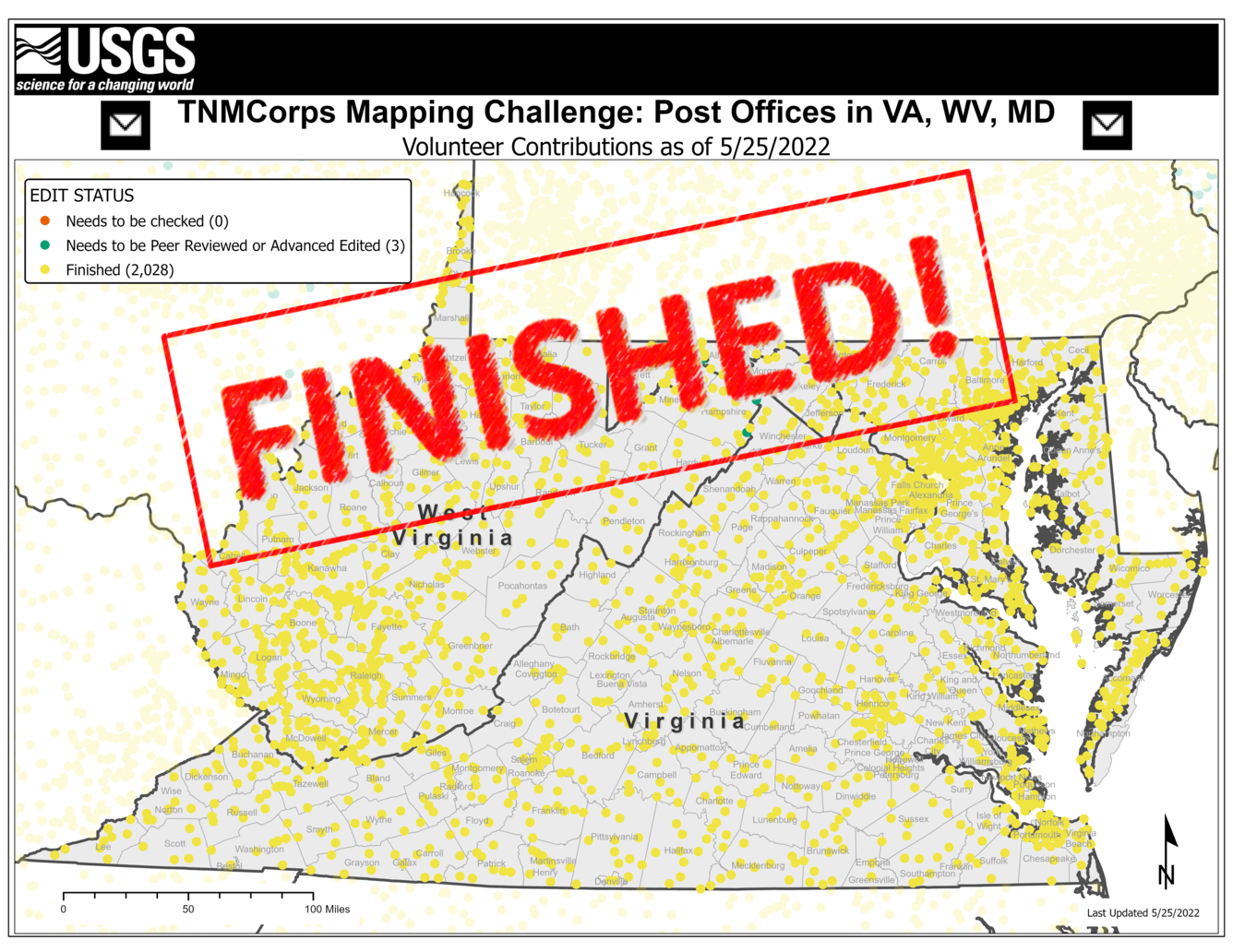 TNMCorps Mapping Challenge: Post Offices in Virginia, West Virginia, and Maryland (05/25/22) FINISHED