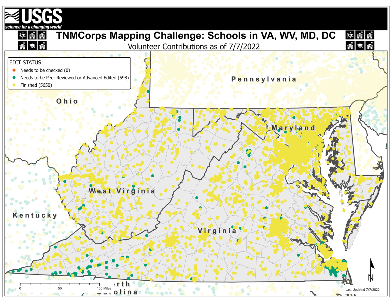 TNMCorps Mapping Challenge: Schools in Virginia, West Virginia, Maryland, and Washington, D.C. (07/07/2022)