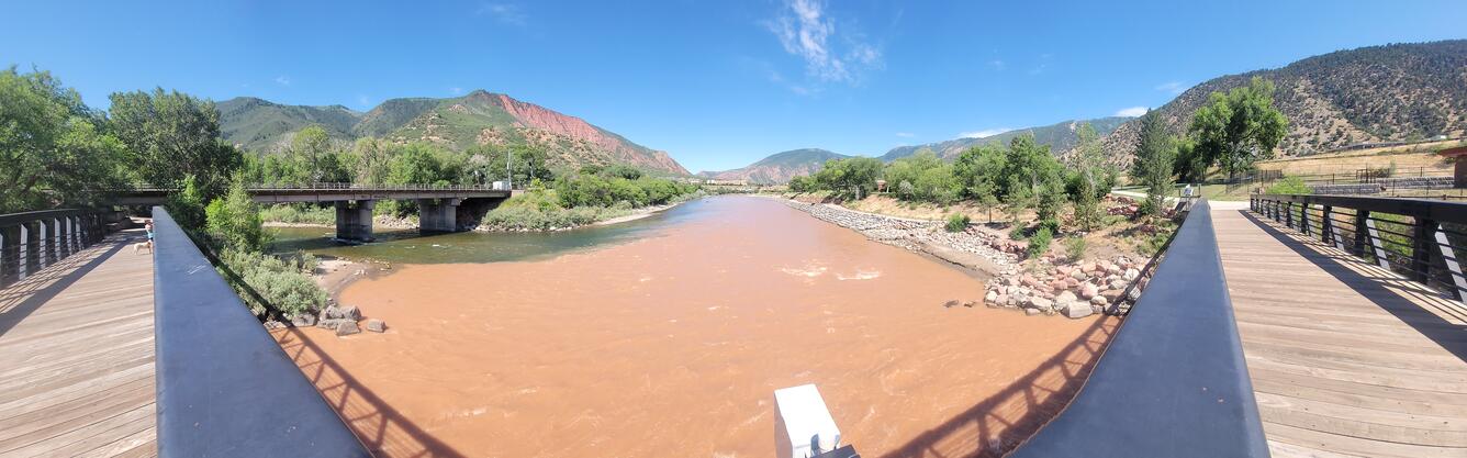 Image of contrasting conditions on the Colorado and Roaring Fork Rivers