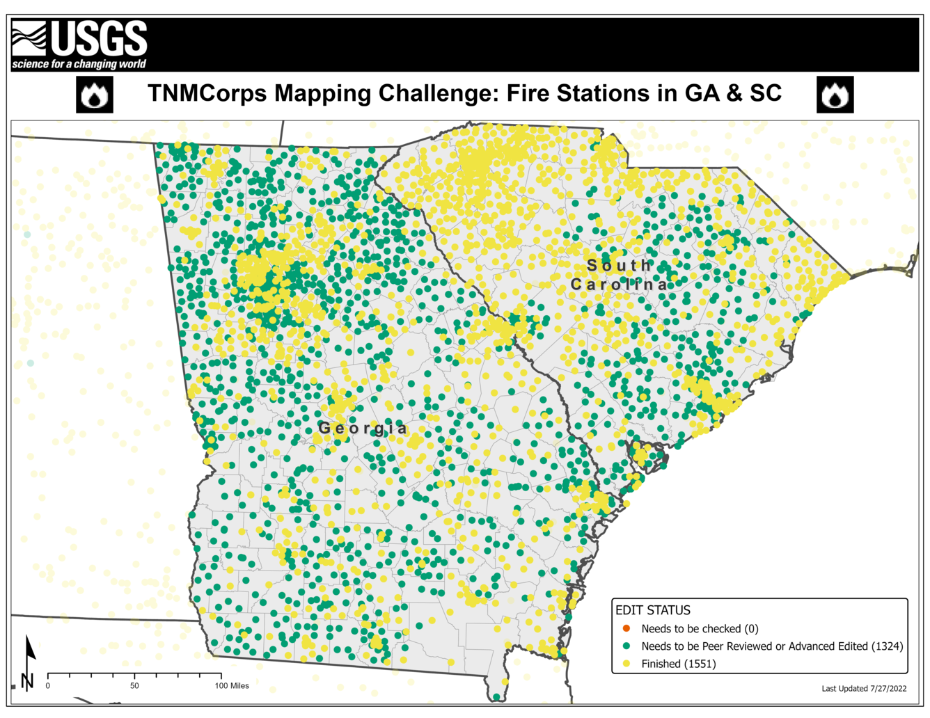 TNMCorps Mapping Challenge: Fire Stations in Georgia and South Carolina (07/27/2022)