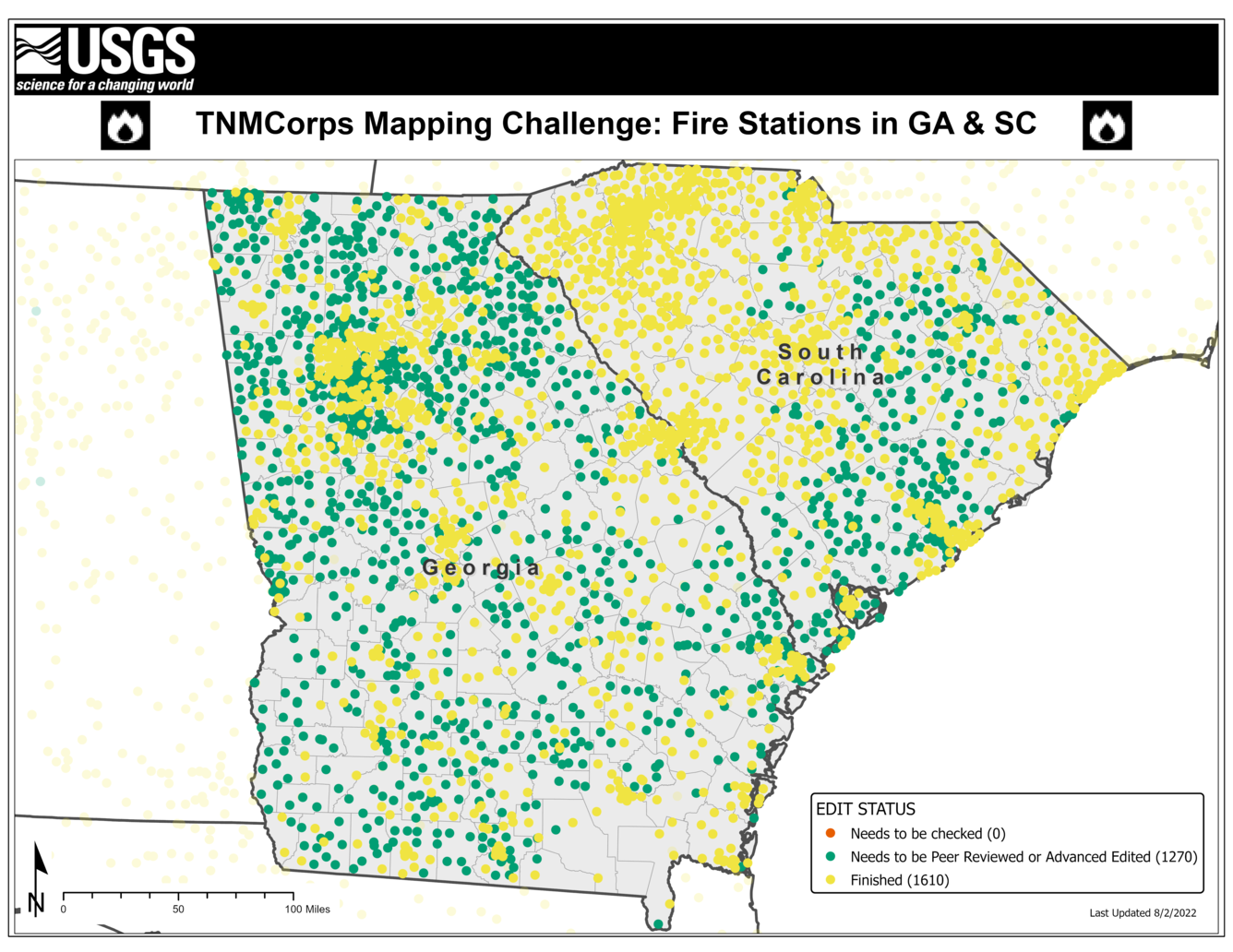 TNMCorps Mapping Challenge: Fire Stations in Georgia and South Carolina (08/02/2022)