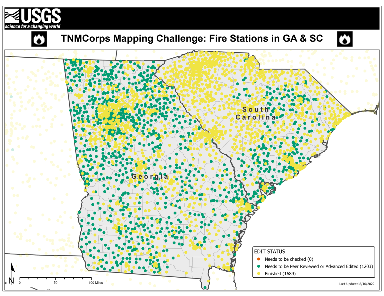 TNMCorps Mapping Challenge: Fire Stations in Georgia and South Carolina (08/10/2022)